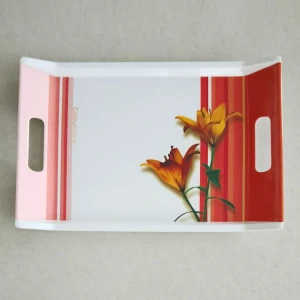 Serving Tray with Handles Rectangular Melamine Tray BPA-free Safety Fast Food Tray for Restaurant hotel home