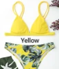 Sexy Swimwear Women Bikini Set Print Leaves Push-Up Padded Swimsuit Low Waist Bathing Beachwear