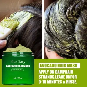 SheDiary 100% Organic Natural Sulfate Free Coco Vegan Hair Mask Promote Thicker-looking Visibly Shinier Avocado Hair Mask