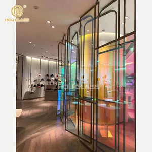 shopping mall interior decoration 6mm 8mm 10mm iridescent stained colored glass sheet building glass