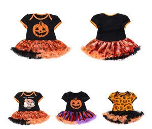 Short Sleeve Baby Halloween Party Clothing Sets Lace