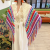 Import shot original national style pure hand crocheted colorful tassel rainbow scarf women&#x27;s Shawl for winter from China