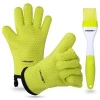 Silicone Cotton Oven Mitts -Best Heat Resistant Kitchen Cooking Glove & Pot Holder
