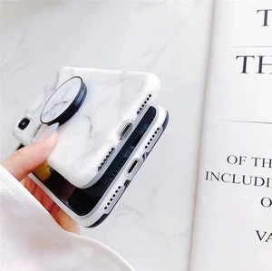 Silicone Soft Marble Phone Case For Iphone X s MAX  Grip Stand Holder Cover For Iphone  6 7 8 Plus Back Shell