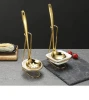 Silver Gold Color Stainless Steel Table Spoon Holder Serving Kitchen Ladle Ceramic Spoon Rest Sets for Catering