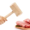 Simple Manual Beech Wooden Meat Tenderizer Hammer Crab Mallet With Handle Portable Kitchen Tool Cooking Accessories