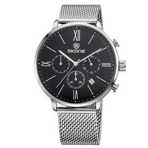 SKONE 7391 mens watches top brand luxury mesh band custom logo men mechanical watch