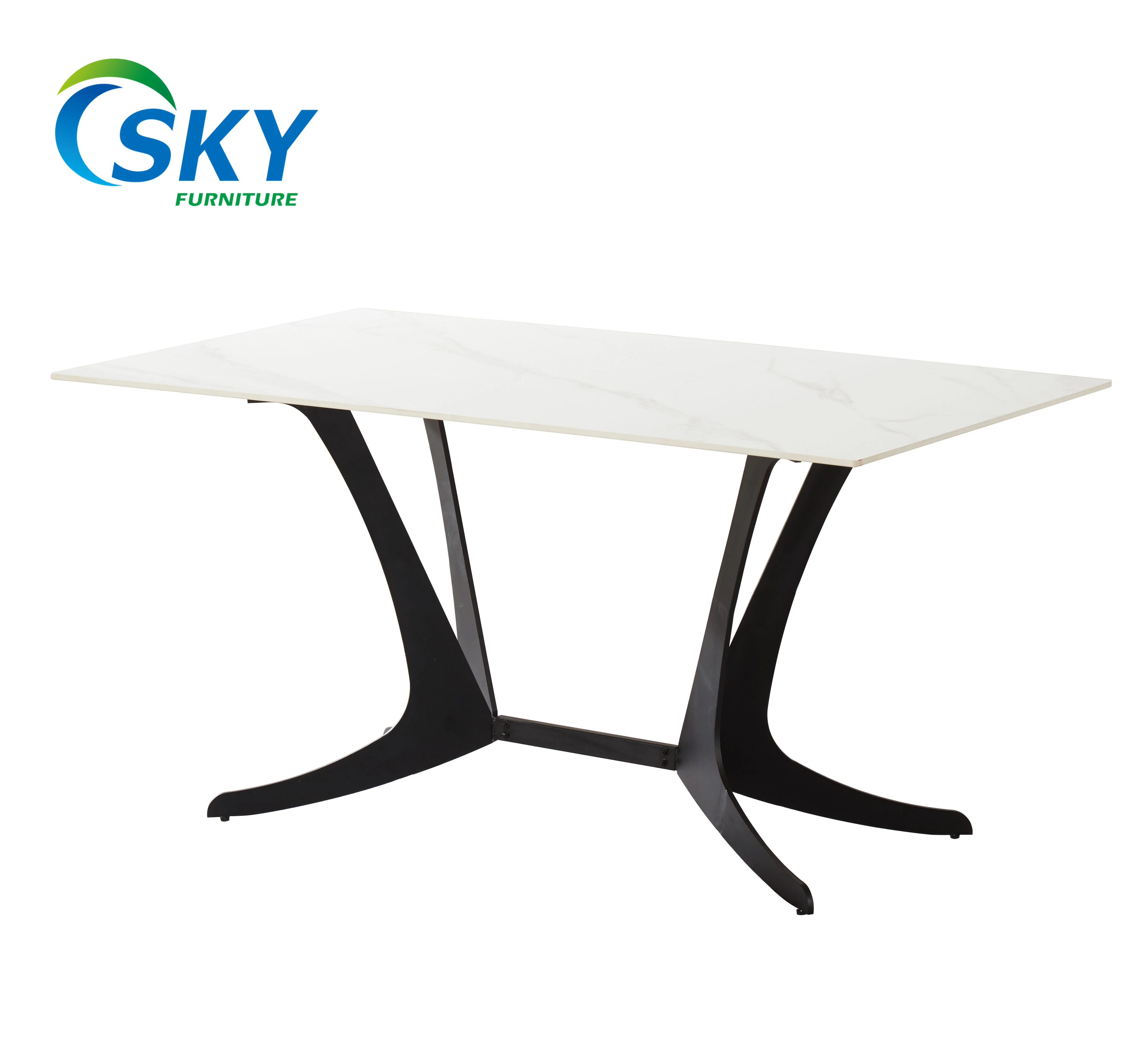 SKY modern design rectangle sintered stone dining table white dining room table