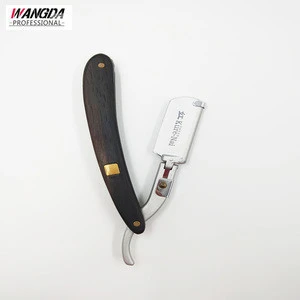 Solid Wood handle natural color stainless steel  blade barber shaving razor mens razor
