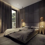 Solid wood hotel bed room furniture fabric build-in hotel bedroom set