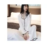 Spring summer long sleeve ice silk nightgown women suit fashion simple satin chiffon shake home thin