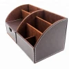 Storage Compartments Multifunctional PU Leather Office Desk Organizer,Desktop Stationery Storage Box Collection