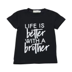 Summer new letter printing boy short sleeve top baby girl black t shirt