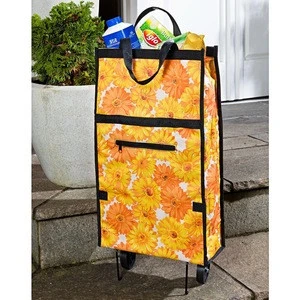 Supermarket Lightweight Portable Travel Reusable Shopping Cart Bags Folding Luggage Shopping Trolley Bag with Wheels