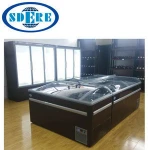 Supermarket refrigeration equipment chest display freezer double island freezer with glass door