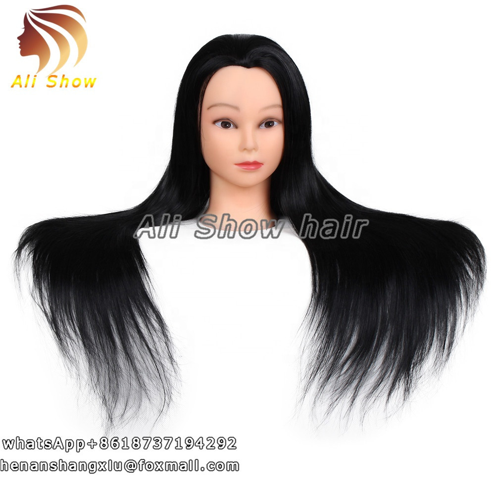 Synthetic Female Mannequin Heads With Hair For Braiding Dummy Doll Head For Salon Training Head