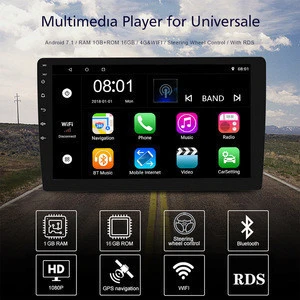TOPSOURCE Car DVD Player Android 7.1 Universal 10.1" Car Radio Player With WIFI RDS AV OUT 2 din GPS NAVIGATION 1G 16G