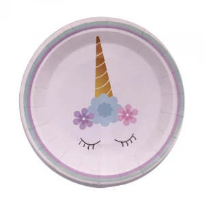 Unicorn Game US Flag  Printed Fancy Paper Plates