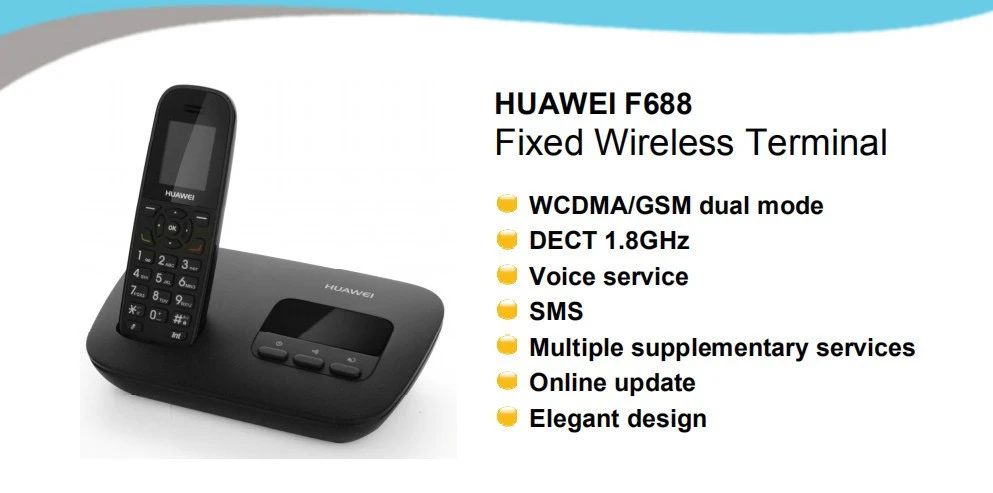 Unlocked Huawei F688-20 UTMS/WCDMA 900/2100Mhz Fixed Wireless Terminal and DECT Phone 3G Wireless Digital Cordless Telephone
