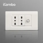 US/South America PC  Italian Double 3 Pin Wall Socket  And  TEL/LAN/TV/Computer Outlet Plug