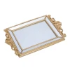 vanity gold mirror tray with handles luxury decorative jewelry display resin serving tray wedding dessert table centerpiece