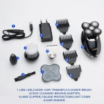 VGR-302 5 in 1 Waterproof Individually Floating Rechargeable Hair Trimmer Electric Multifunctional Shaver For Men