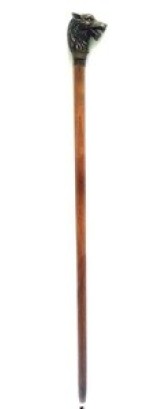 Walking Stick Cane w/Wolf Face Handle  Walking Stick