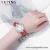 Import watch-2  xuping Chinese red watchband leather fashionable new ladies watch White gold plated from China
