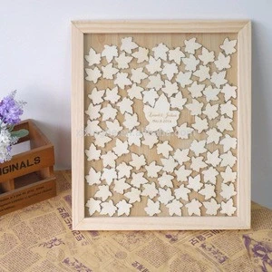 Wedding Souvenirs Guests Book Box With Wooden Hearts for wedding decoration