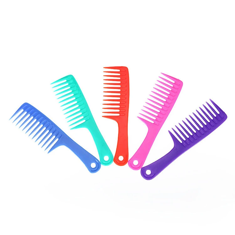 Wet Haircut Hair Comb Hairdressing Plastic Detangler Handle Wide-tooth Comb drop shipping