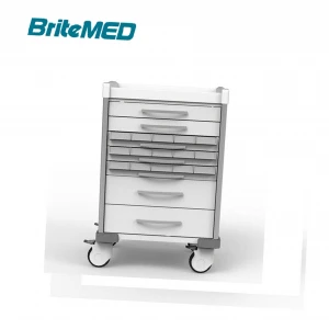 White Aluminum Alloy Emergency Medical Trolley Hospital Medical Medication Nursing PCAP Touchscreen Cart