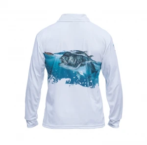 White Custom Fishing Jersey Men Professional Sports Clothing Digital Sublimation Printing
