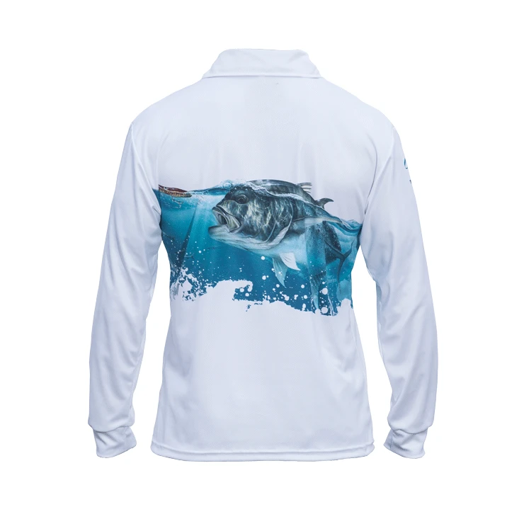 White Custom Fishing Jersey Men Professional Sports Clothing Digital Sublimation Printing