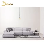 White ramie cotton fabric dfs furniture factory outlet modular 1 3 seater corner chaise sofa