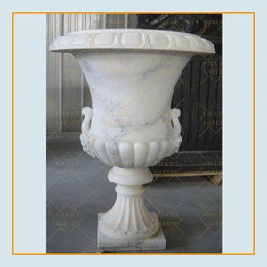 White stone cast outdoor decorative pair marble planter flowerpot for sale