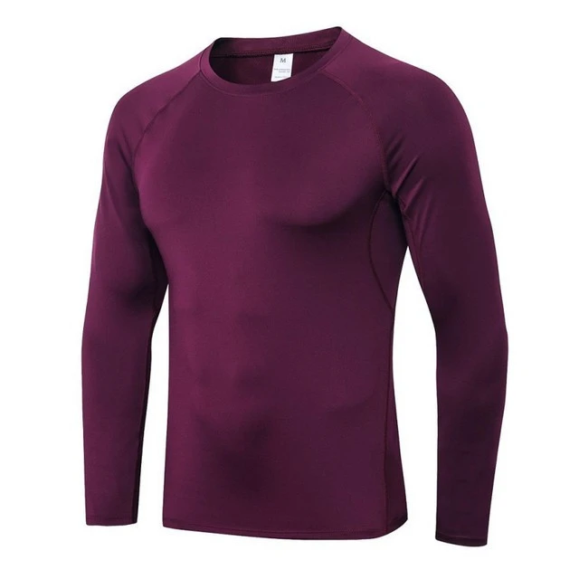 Wholesale 100% Polyester Long Sleeve Tee Shirt Top Mens Custom Logo Compression Shirts Active Sports Base Layer T-Shirt