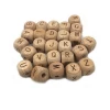 Wholesale 12mm Organic Beech Wood Cube Alphabet Letter Beads with hole Wooden Beads Teether Making