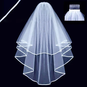 Wholesale 2 Layer Ribbon Elbow Length Wedding Bride Veil
