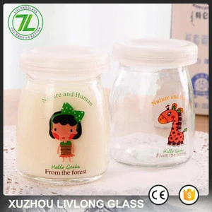 wholesale 6oz milk pudding bottle 150ml glass yogurt jar with lids