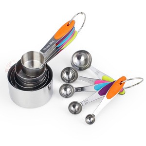 Wholesale Amazon 10-Piece Silicone Handle  stainless steel measuring spoon and cups Set