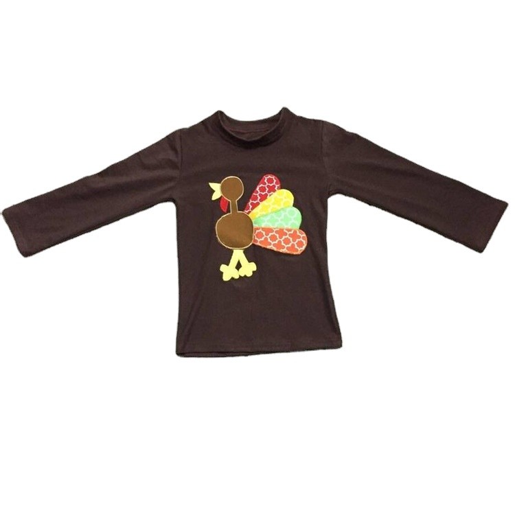 wholesale baby boutique clothes fashion boy&#x27;s Thanksgiving printed T-shirt