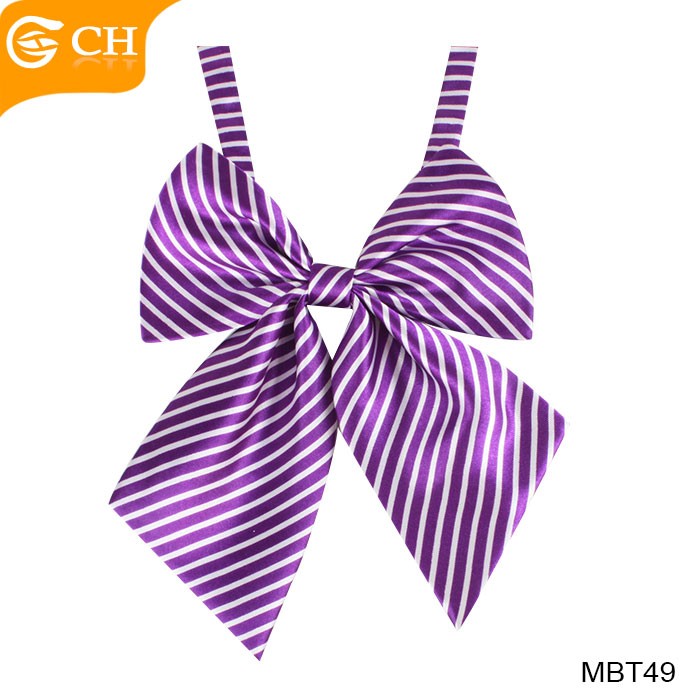 Wholesale Cheap Striped 100% Polyester Colorful Bow Ties  For Girls
