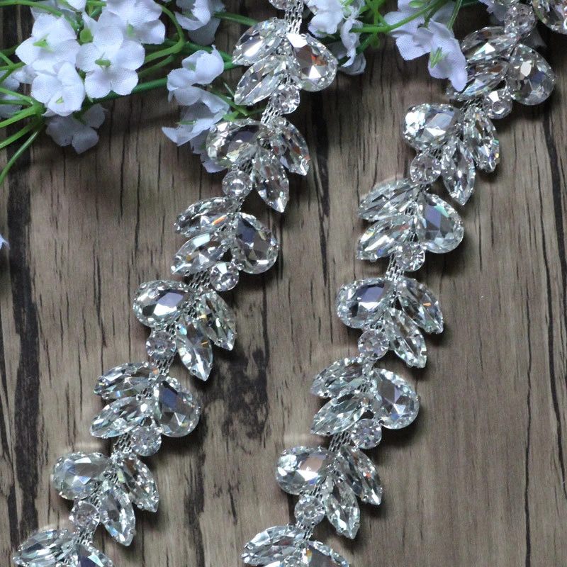 Wholesale Crystal Rhinestone Chain Trimming Bridal Sash Rhinestone Trim Applique Wedding Belt Garment Accessories RC70501