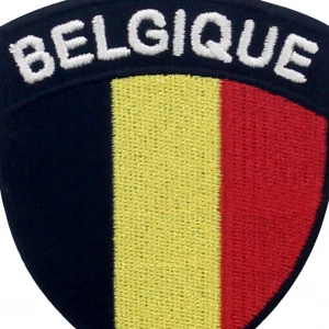 Wholesale Custom Brand Name Sports Club Embroidery Logo Custom Clothes Embroidered Patches Belgium Shield