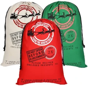 Wholesale Custom Giant Christmas Canvas Santa Sacks Gift Bag