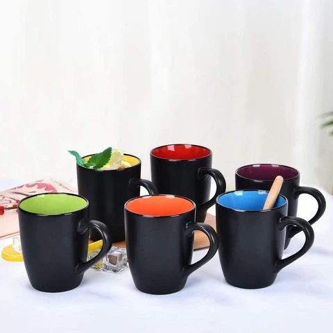 wholesale custom simple design color glazed matte black ceramic coffee mug