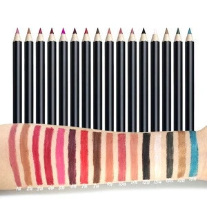 Wholesale High Quality Beauty No Label Product 16 Colors Wooden Lasting Matte Waterproof Cosmetics Eye Lip Liner Pencil