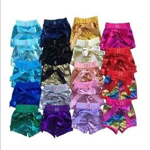 Wholesale High Waist Bow Short Pants Sequin Shorts Wholesale Girls