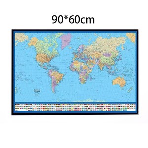 Wholesale large size blue world map flag  for  geography learning material
