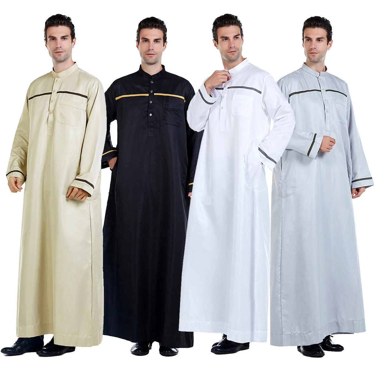 Wholesale Muslim Islamic Men Clothing Arabia Islamic Abaya Mens Kaftan Jubba Qatari Men Thobe
